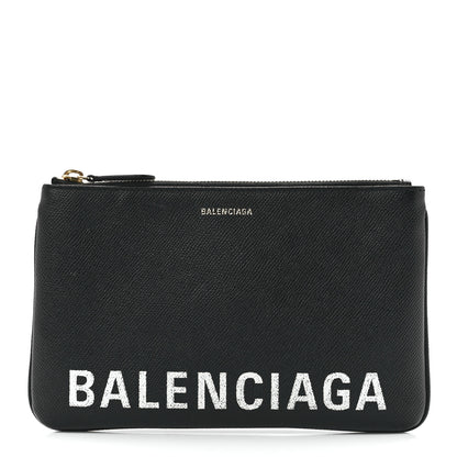 Balenciaga Calfskin Ville Logo Zip Pouch Black 1 of 10