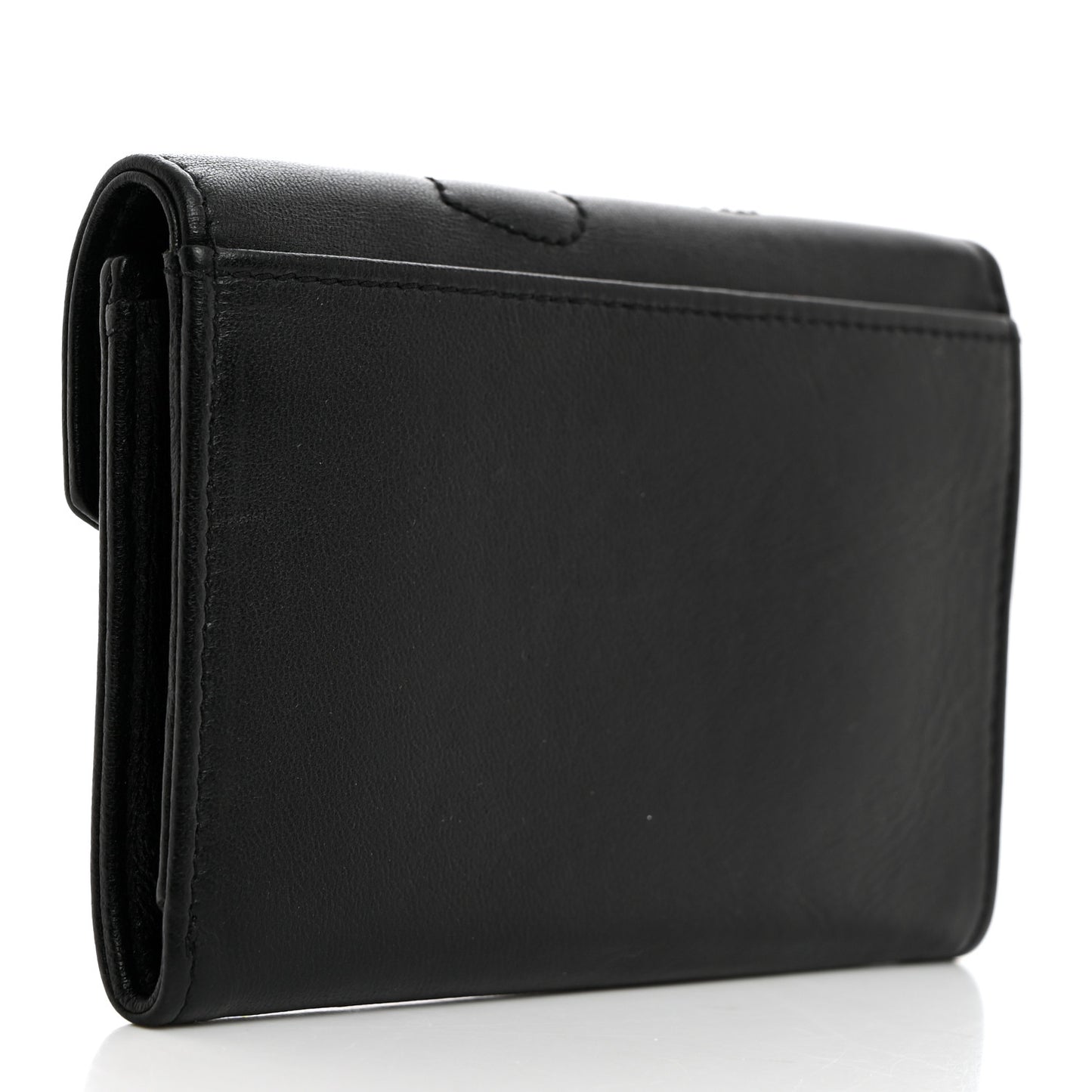 Calfskin Heart Embossed Envelope Wallet Black