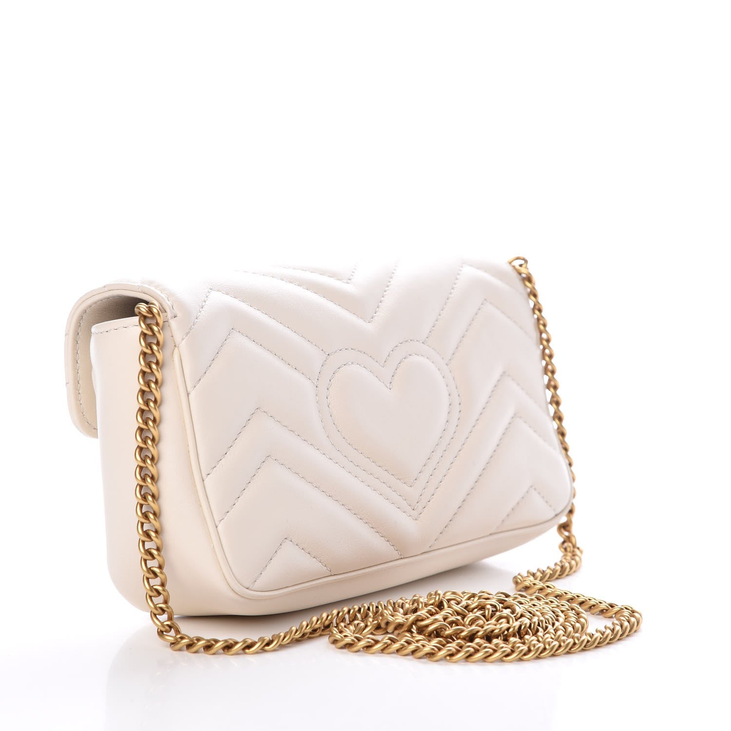 Gucci Calfskin Matelasse Super Mini GG Marmont Shoulder Bag White 3 of 8