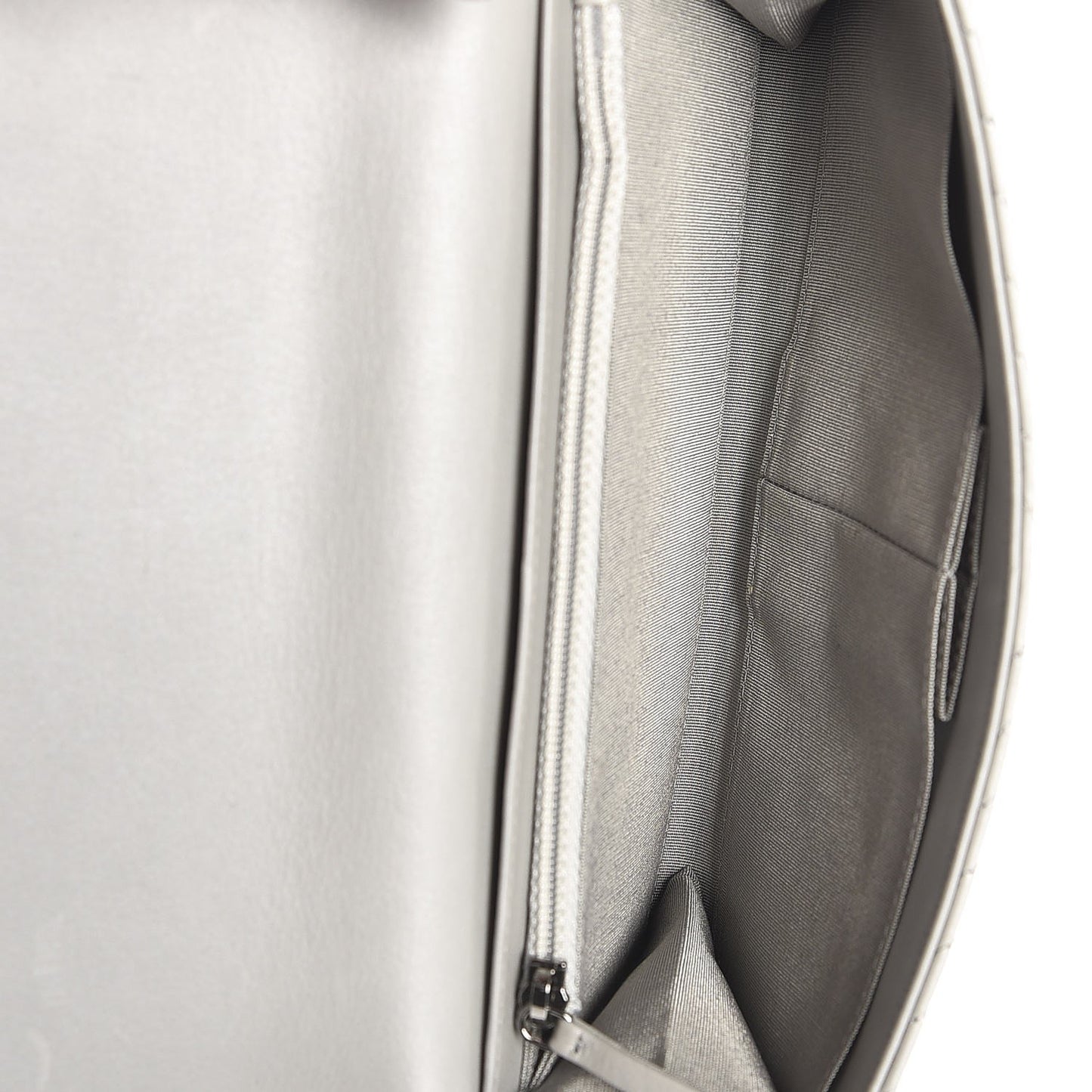 Calfskin Chevron Quilted Boy Wallet On Removable Chain WOC Grey
