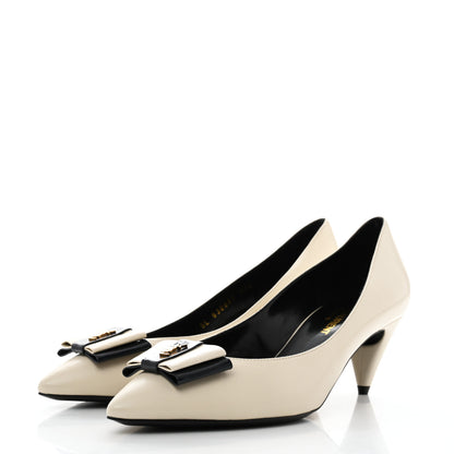 Saint Laurent Calfskin Bow Anais Pumps 37.5 White 3 of 9