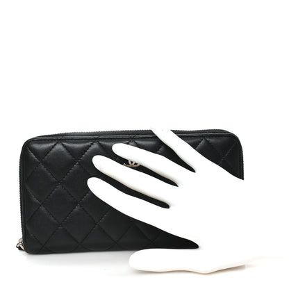 Chanel Lambskin Quilted Large Gusset Zip Around Wallet Black 2 of 8