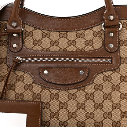 Balenciaga X GUCCI GG Monogram Azalea Calfskin Neo Classic Silver Hardware Medium City Beige Ebony Brown Sugar 8 of 10