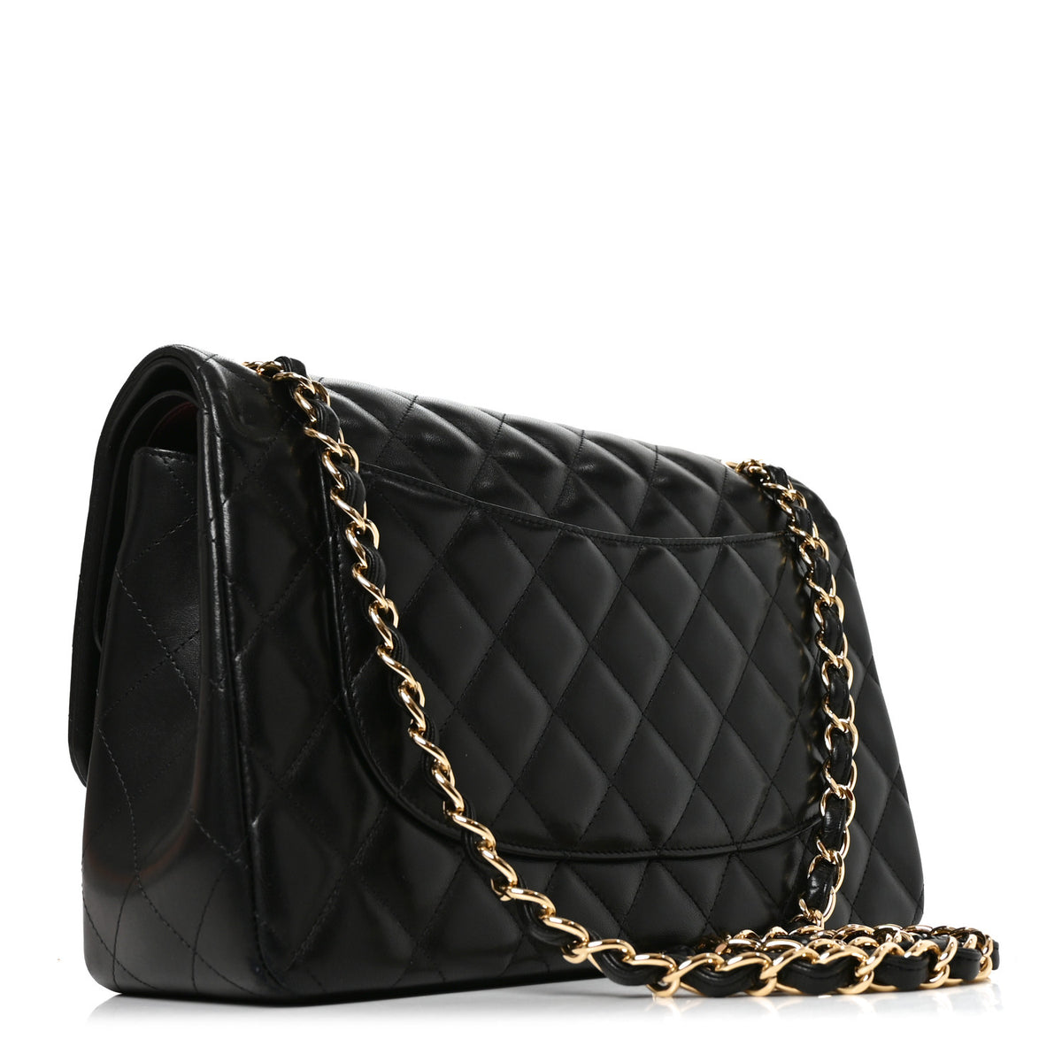 Lambskin Quilted Jumbo Double Flap Black