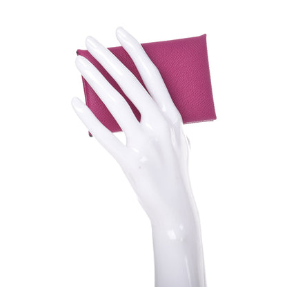 Hermes Epsom Calvi Card Case Rose Pourpre 2 of 9