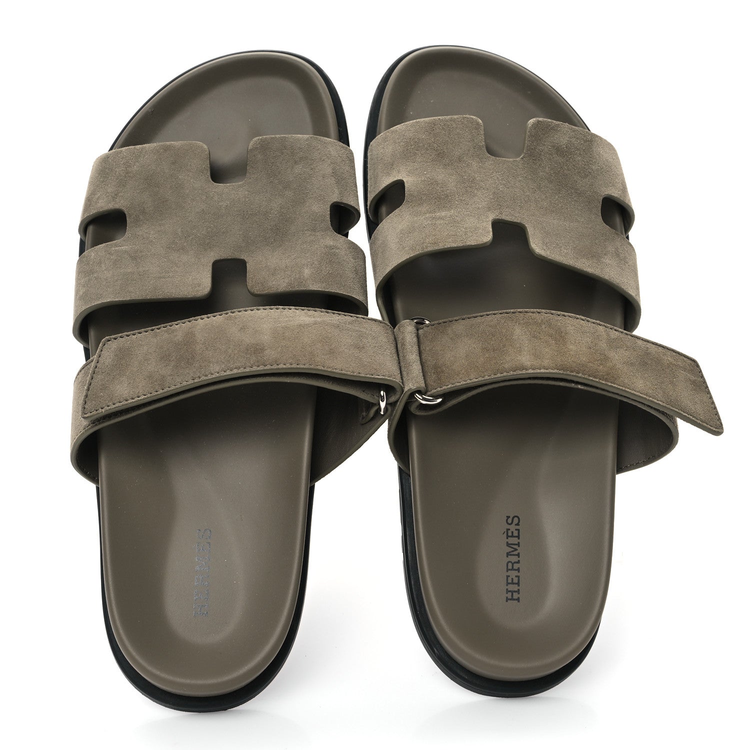 Hermes Suede Goatskin Womens Chypre Sandals 41 Vert Toundra 2 of 9