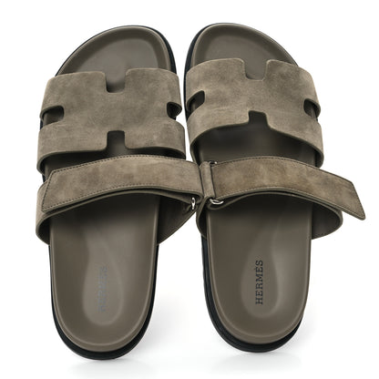 Hermes Suede Goatskin Womens Chypre Sandals 41 Vert Toundra 2 of 9