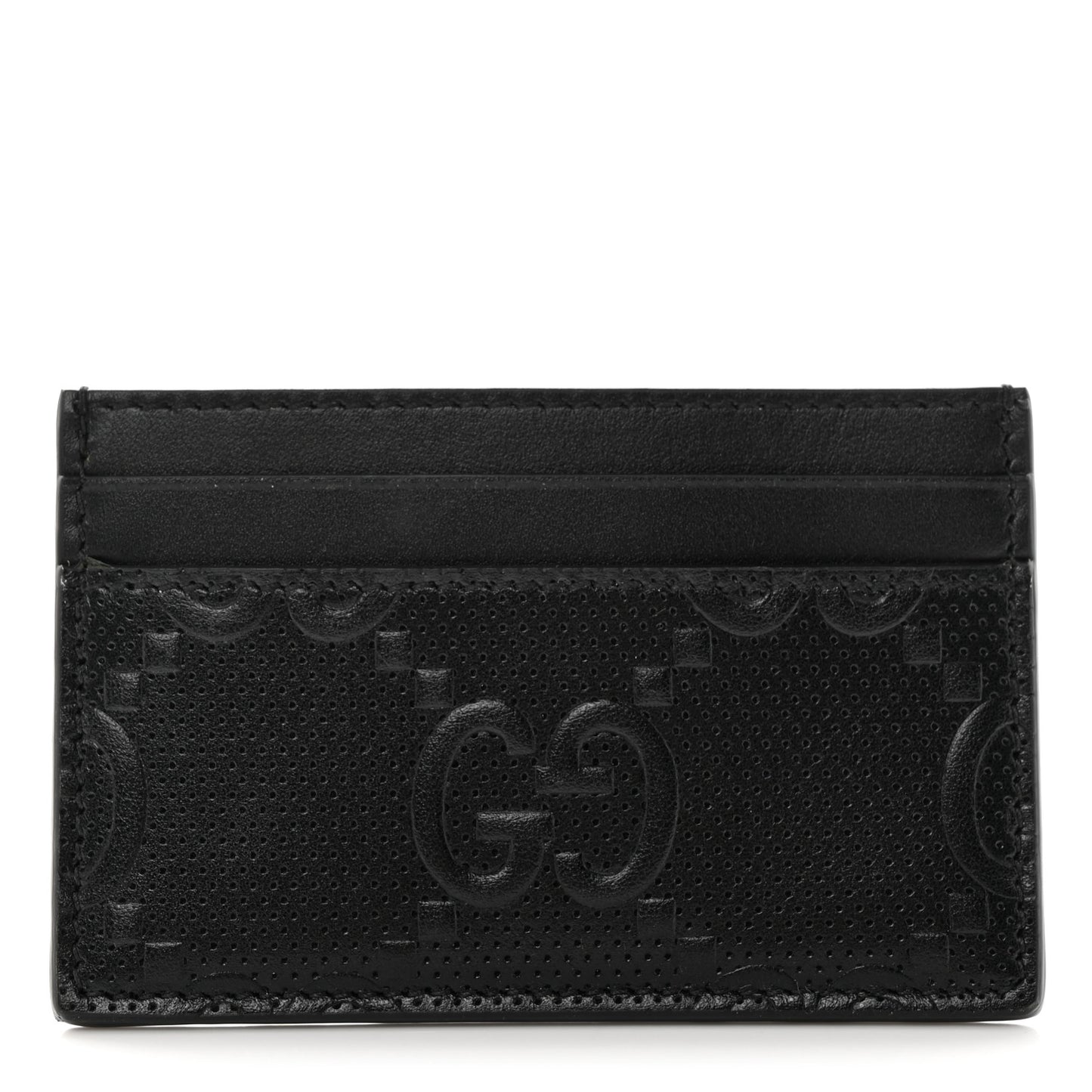 Calfskin GG Tennis Embossed Card Holder Black