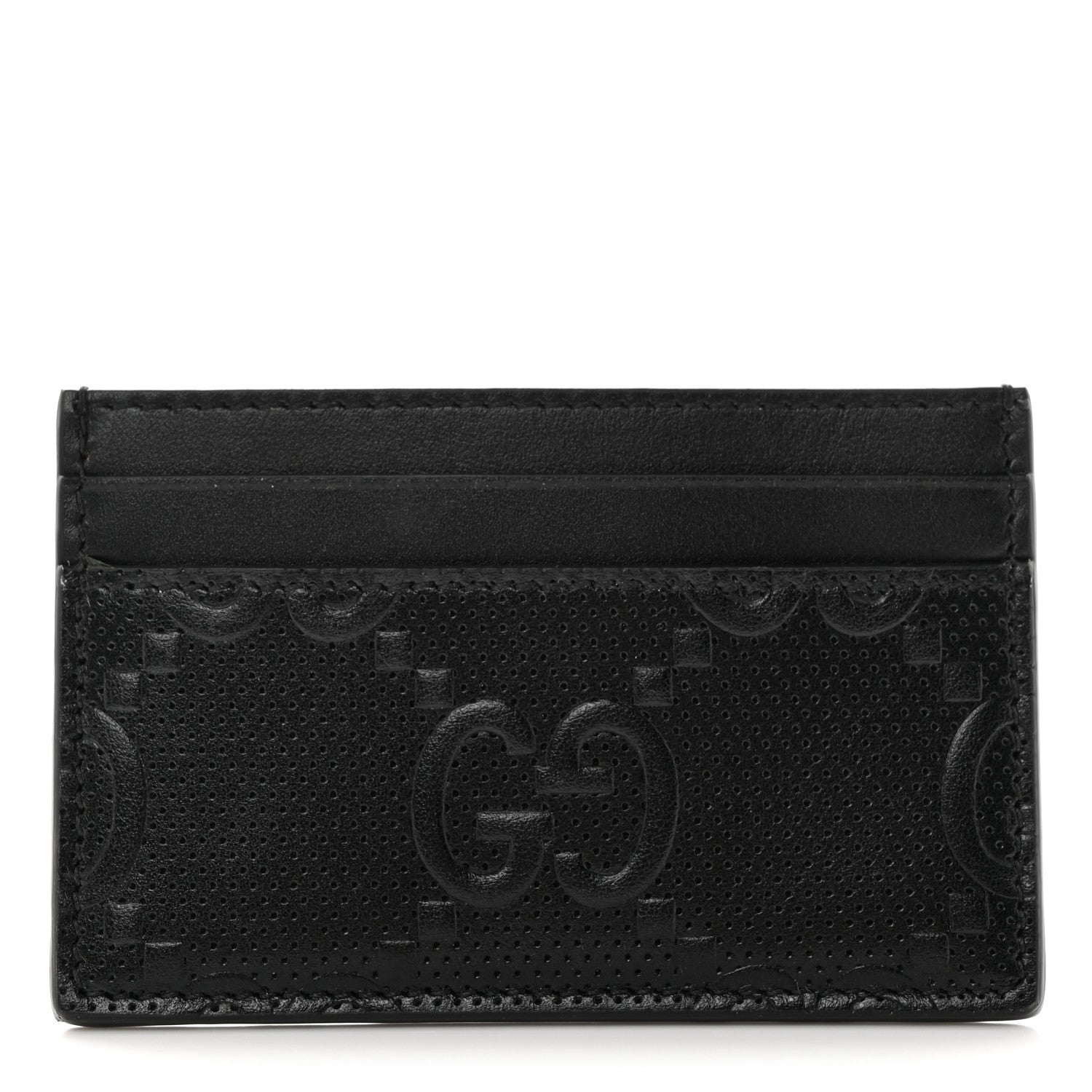 Gucci Calfskin GG Tennis Embossed Card Holder Black 1 of 7