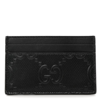 Gucci Calfskin GG Tennis Embossed Card Holder Black 1 of 7