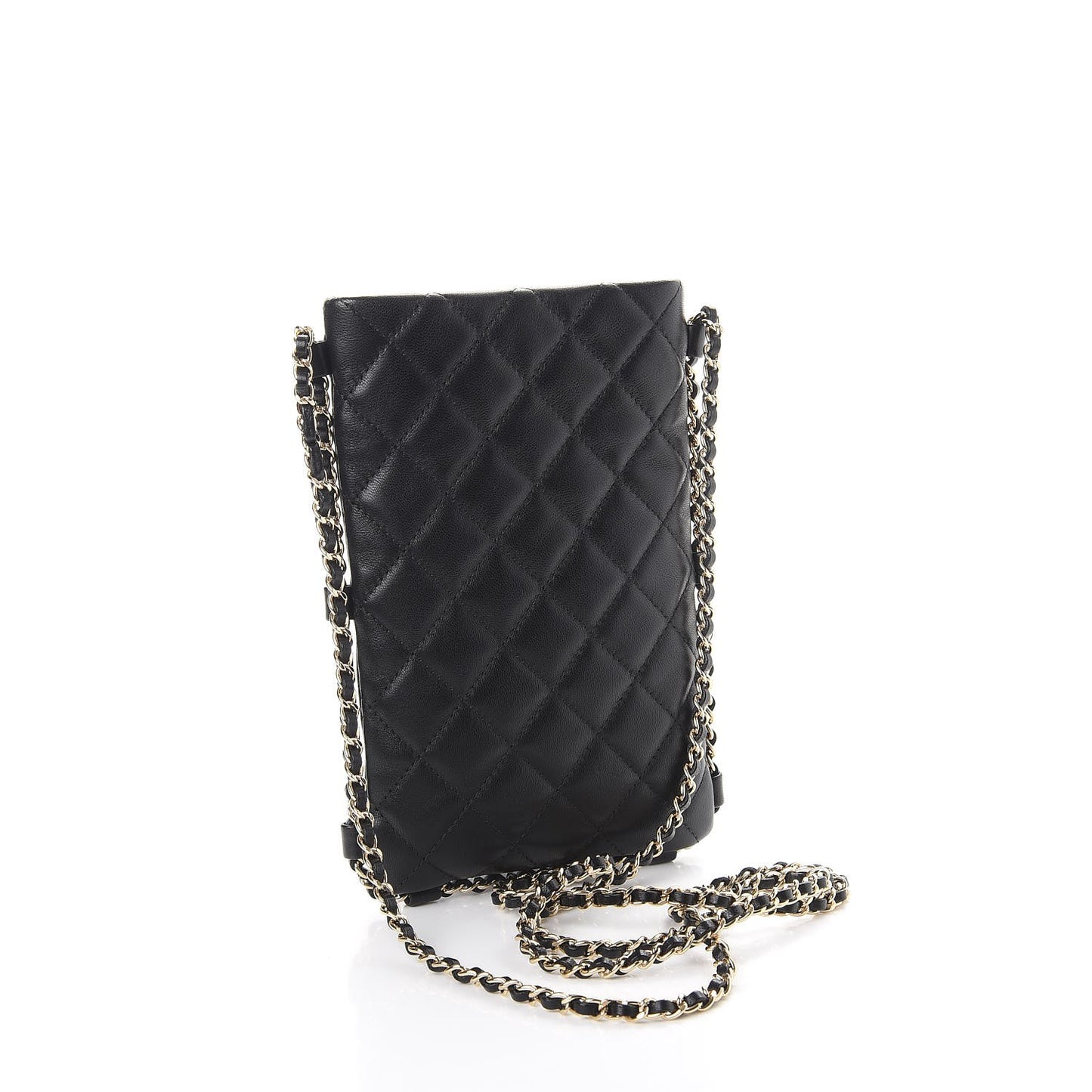 Lambskin Quilted CC Clutch With Chain Black