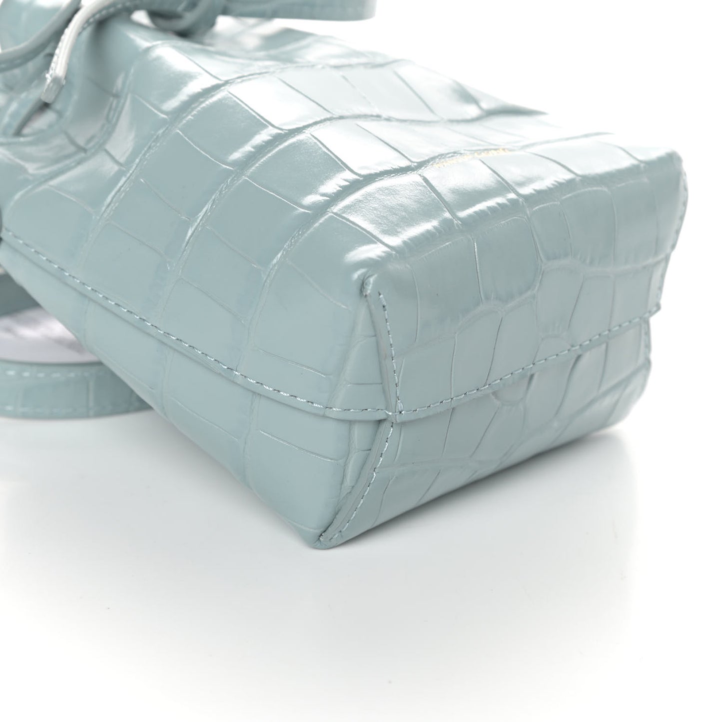 Croc Embossed Calfskin Baby Bucket Bag Light Blue