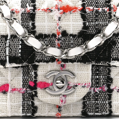 Chanel Tweed Quilted Mini Rectangular Flap Black White Pink 9 of 13