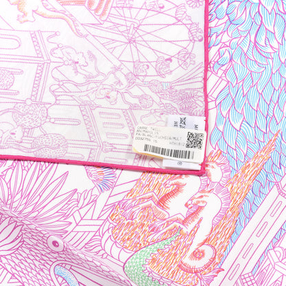 Hermes Silk Animapolis Scarf 90 White Fuchsia Multicolor 3 of 4