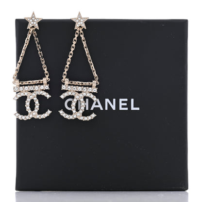 Chanel Crystal Star Drop CC Earrings Gold 5 of 5
