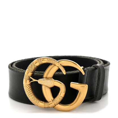 Gucci Faded Calfskin Snake Double G 40mm Belt 80 32 Black 1 of 6