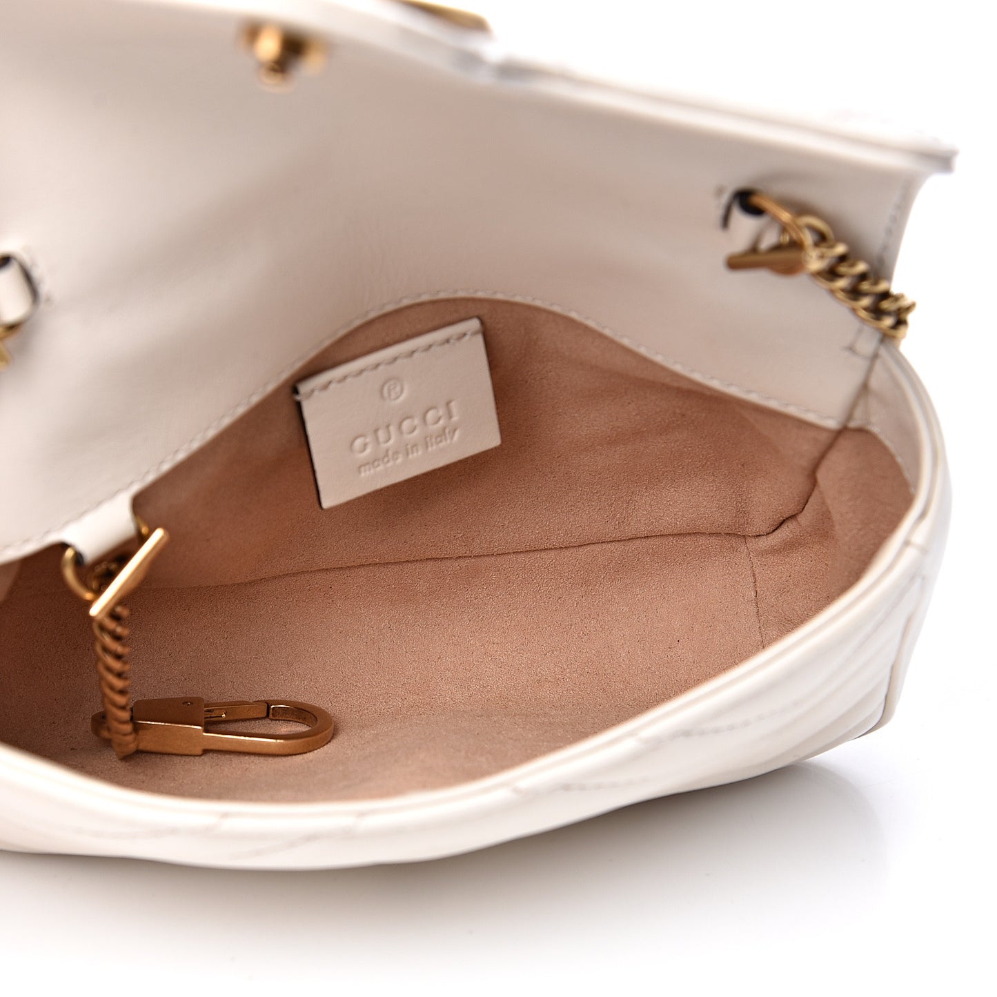 Calfskin Matelasse Super Mini GG Marmont Shoulder Bag White