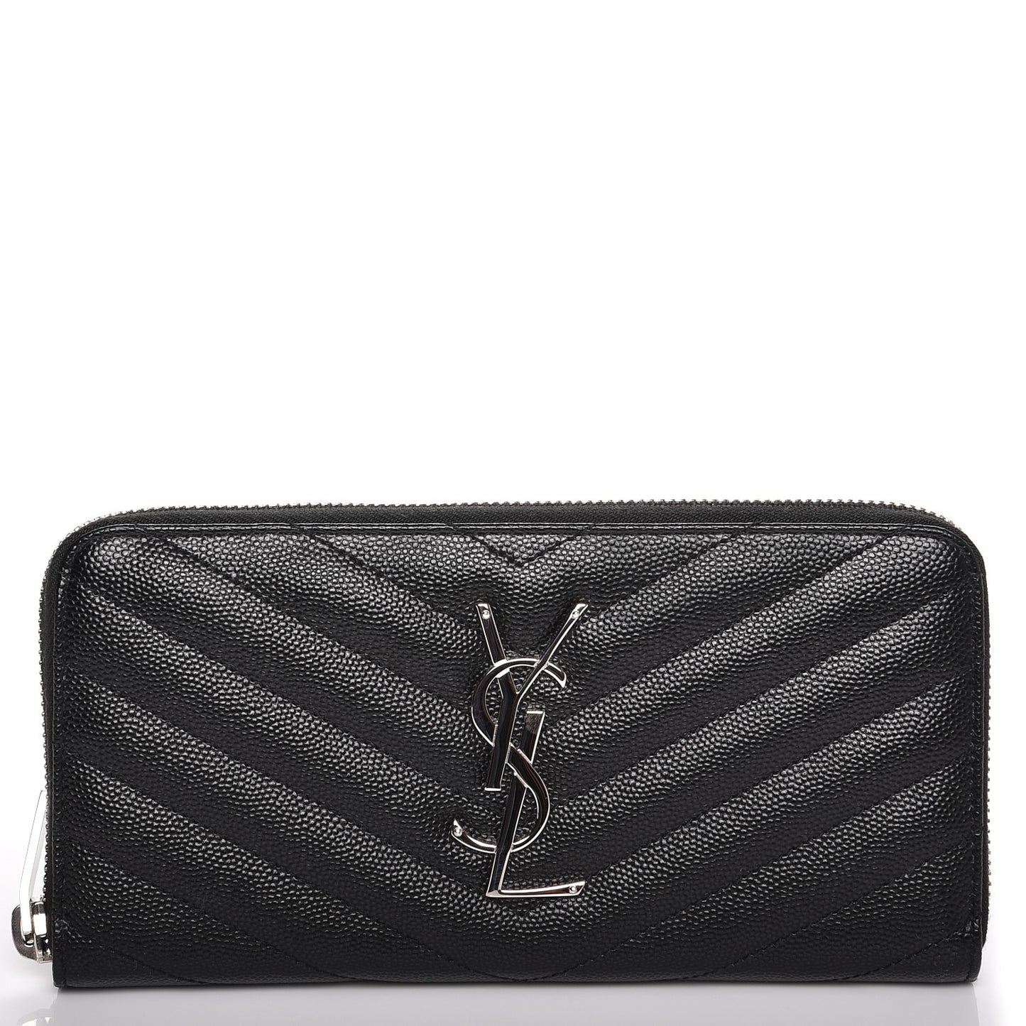 Grain De Poudre Matelasse Chevron Monogram Zip Around Wallet Black