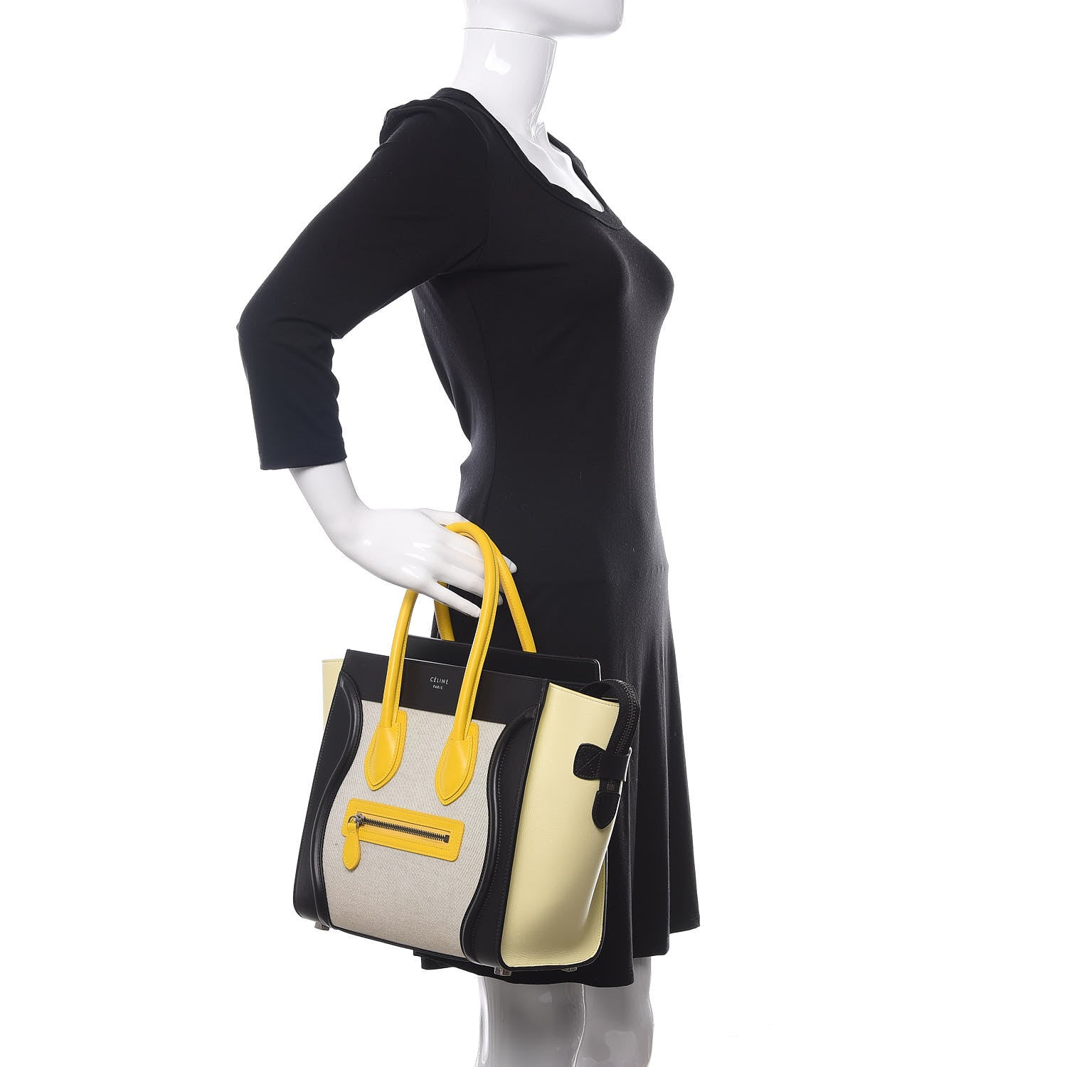 Celine Canvas Smooth Calfskin Micro Tri-Color Luggage Sun 2 of 9