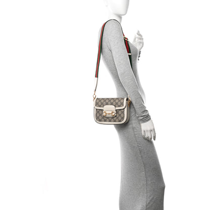 Gucci GG Supreme Monogram Web Mini Horsebit 1955 Shoulder Bag Beige Mystic White 2 of 12