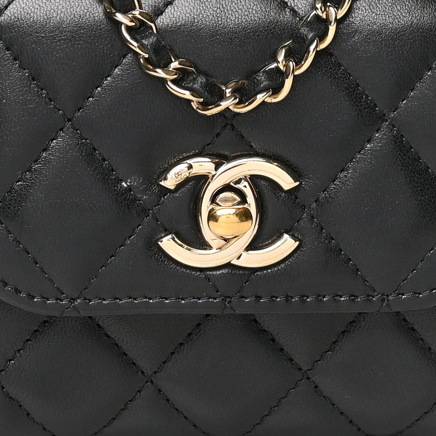 Lambskin Quilted Mini Trendy CC Chain Wallet Black