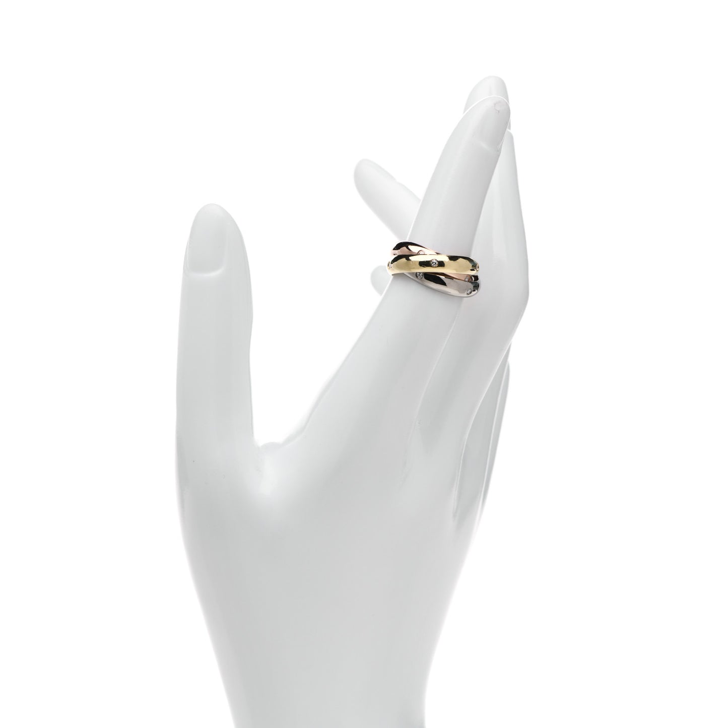 18K Pink Yellow White Gold Diamond Trinity Ring 50 5.25