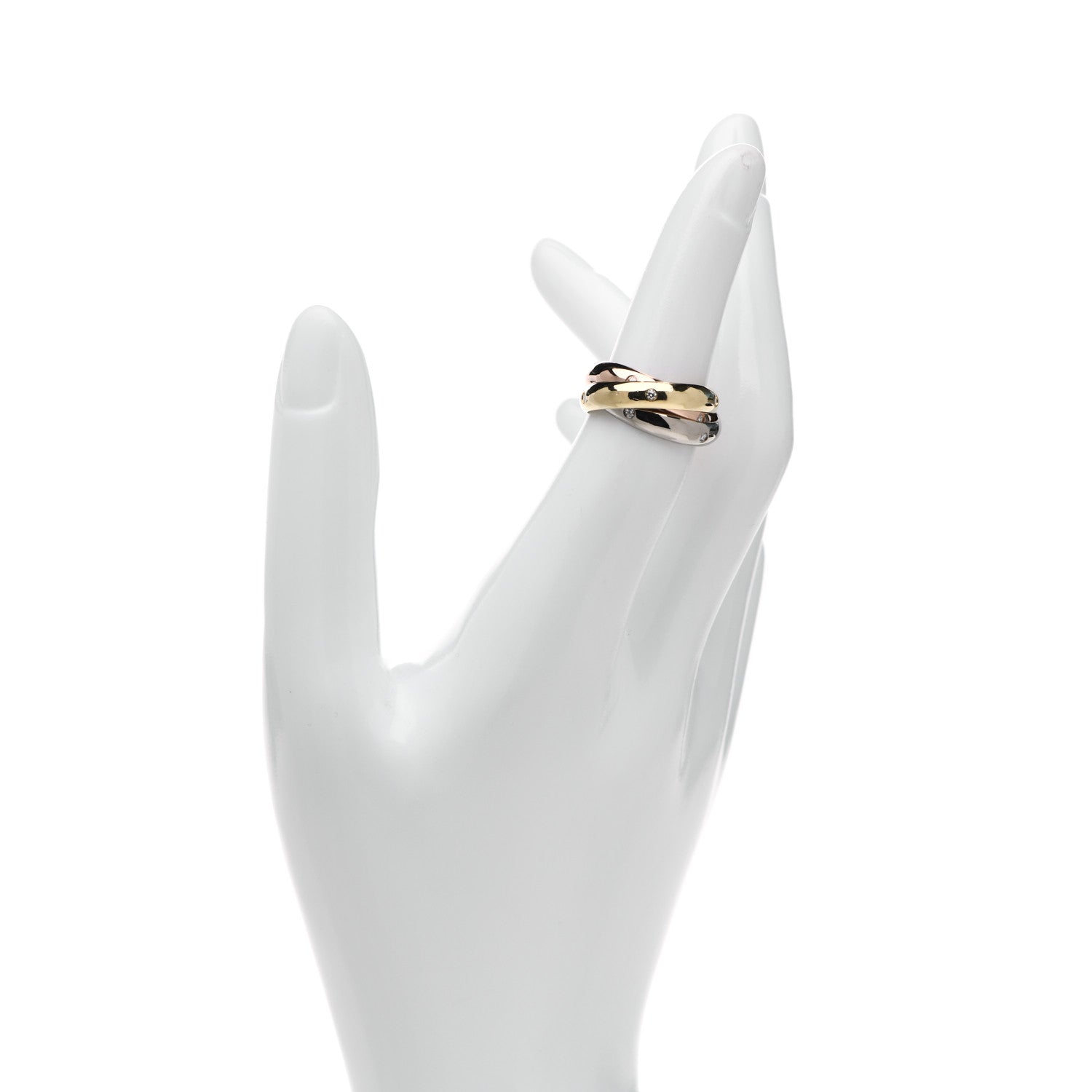 Cartier 18K Pink Yellow White Gold Diamond Trinity Ring 50 5.25 2 of 5