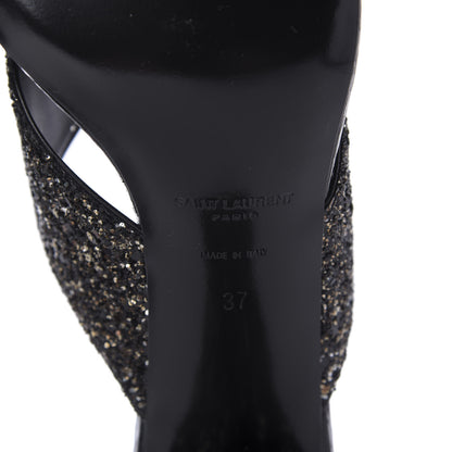 Saint Laurent Glitter LouLou 70 Mule Sandals 37 Black Gold 7 of 10