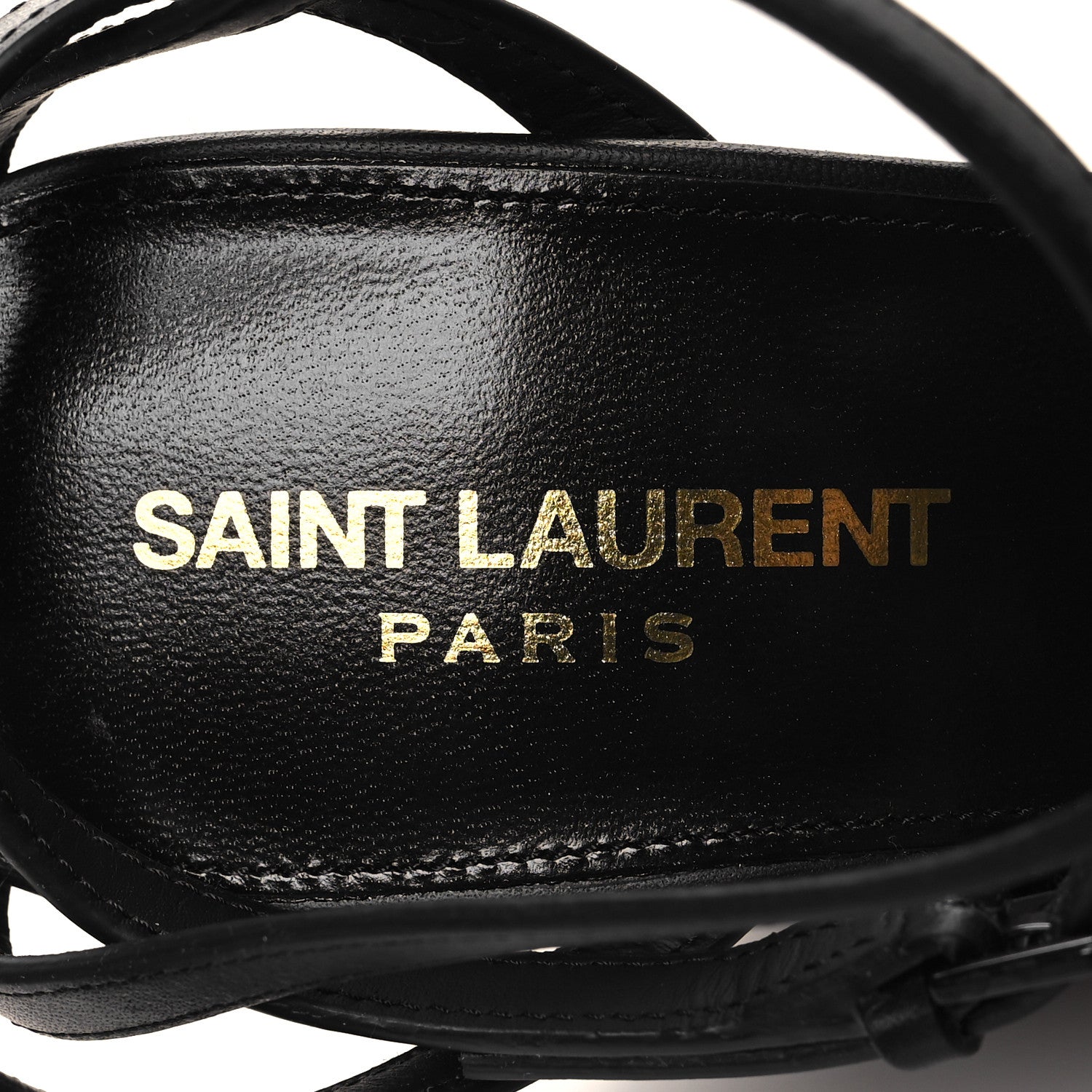 Saint Laurent Calfskin Cassandra Espadrille 105 Wedges 38.5 Black 8 of 9