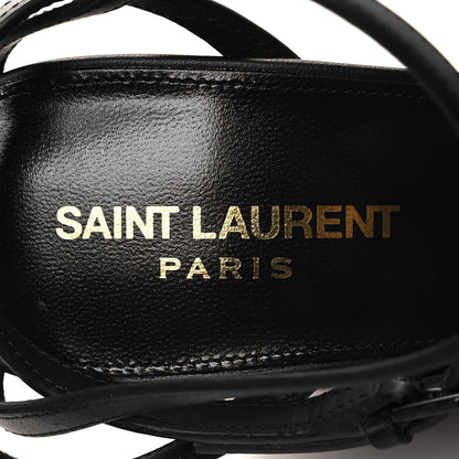 Saint Laurent Calfskin Cassandra Espadrille 105 Wedges 38.5 Black 8 of 9