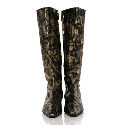 Chanel Laminated Goatskin High Boots 38 Gold 2 of 7