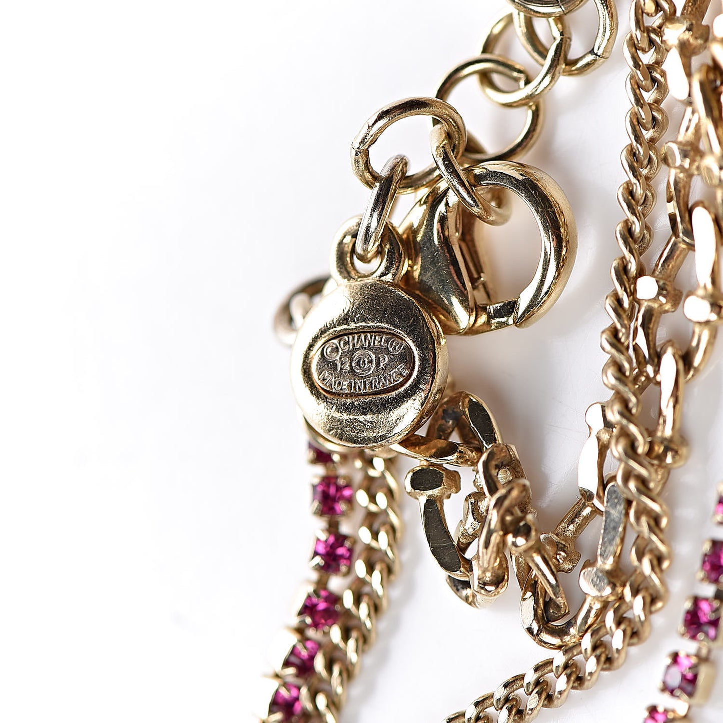 Crystal Chain CC Charm Bracelet Pink Gold