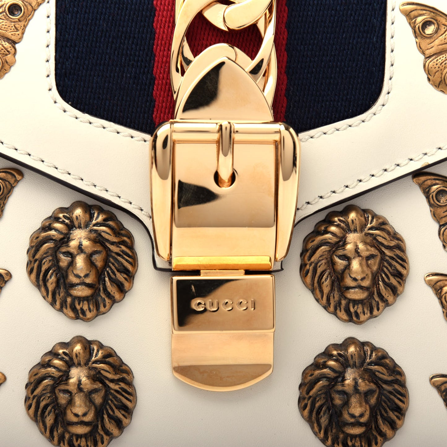 Calfskin Animal Studs Mini Sylvie Top Handle Bag White