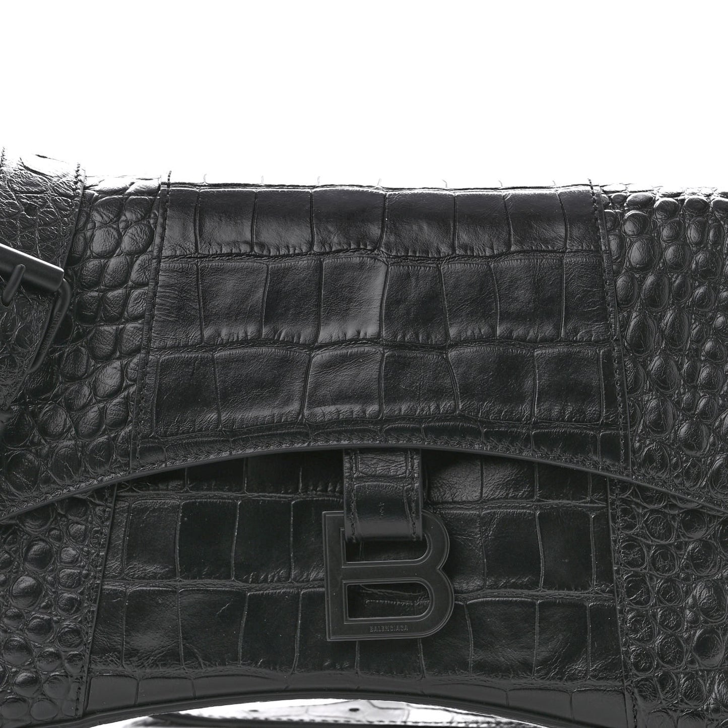 Extra Supple Calfskin Crocodile Embossed Monochrome XS Downtown Shoulder Bag Black