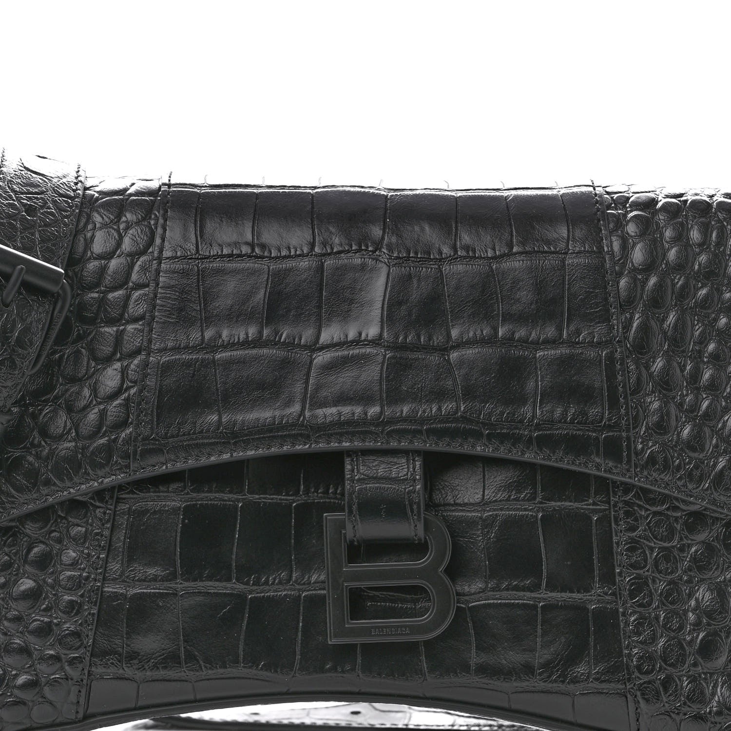 Balenciaga Extra Supple Calfskin Crocodile Embossed Monochrome XS Downtown Shoulder Bag Black 7 of 9