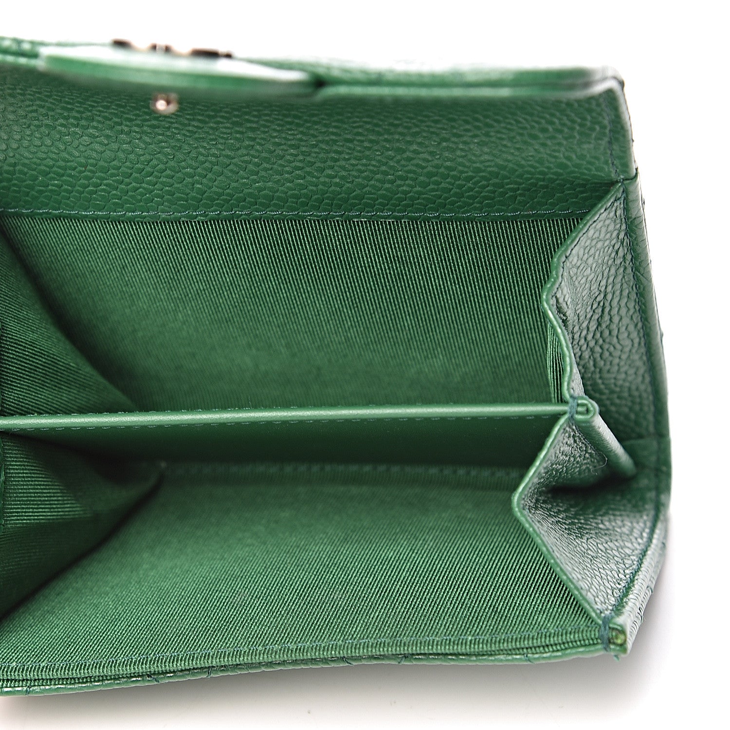 Chanel Caviar Quilted Card Holder Wallet Green 5 of 9