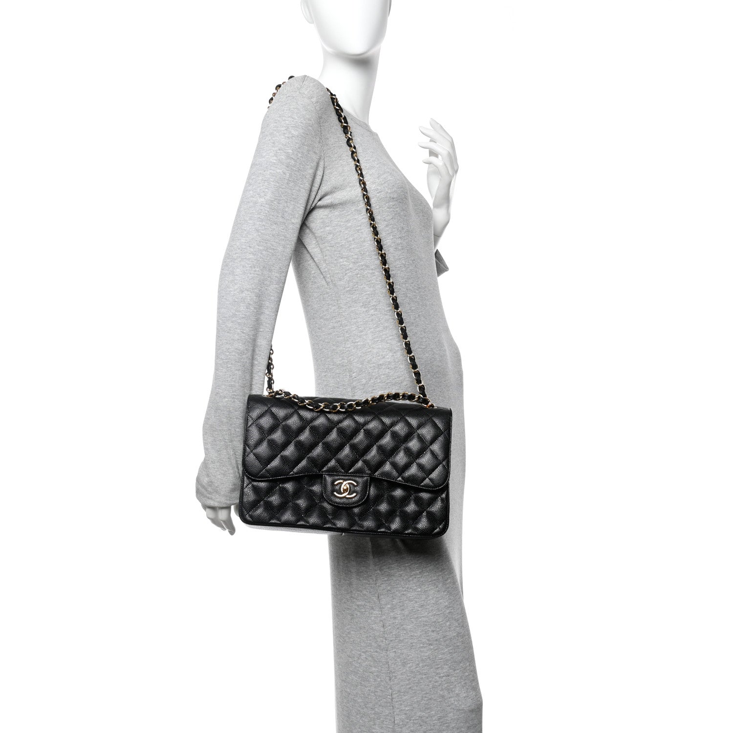 Chanel Caviar Quilted Jumbo Double Flap Black 2 of 11