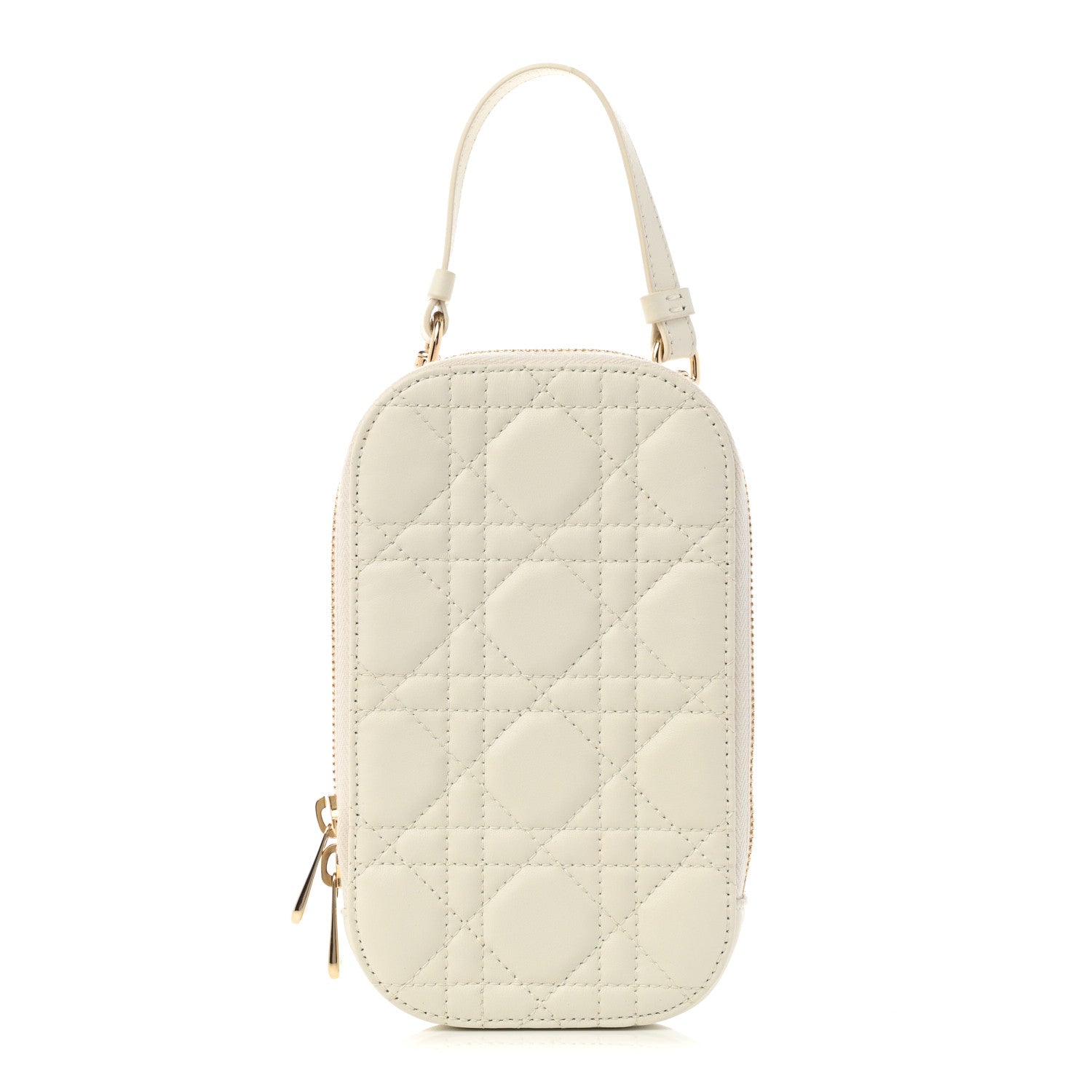 Christian Dior Lambskin Cannage Lady Dior Phone Holder Latte 1 of 9