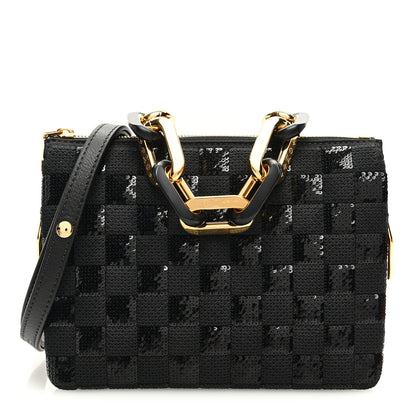 Louis Vuitton Satin Sequin Embroidered Damier Coussin BB Black 1 of 12