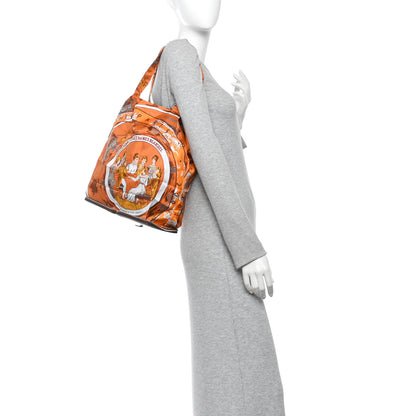 Hermes Buffle Silky Jeu Des Omnibus Et Dames Blanches Pop Shopper Tote Orange Multicolor 2 of 13