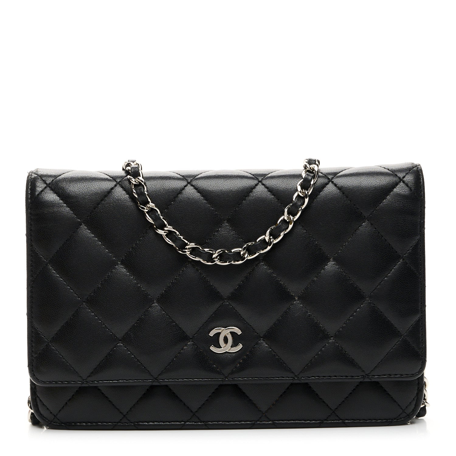 Chanel Lambskin Quilted Wallet On Chain WOC Black 1 of 11
