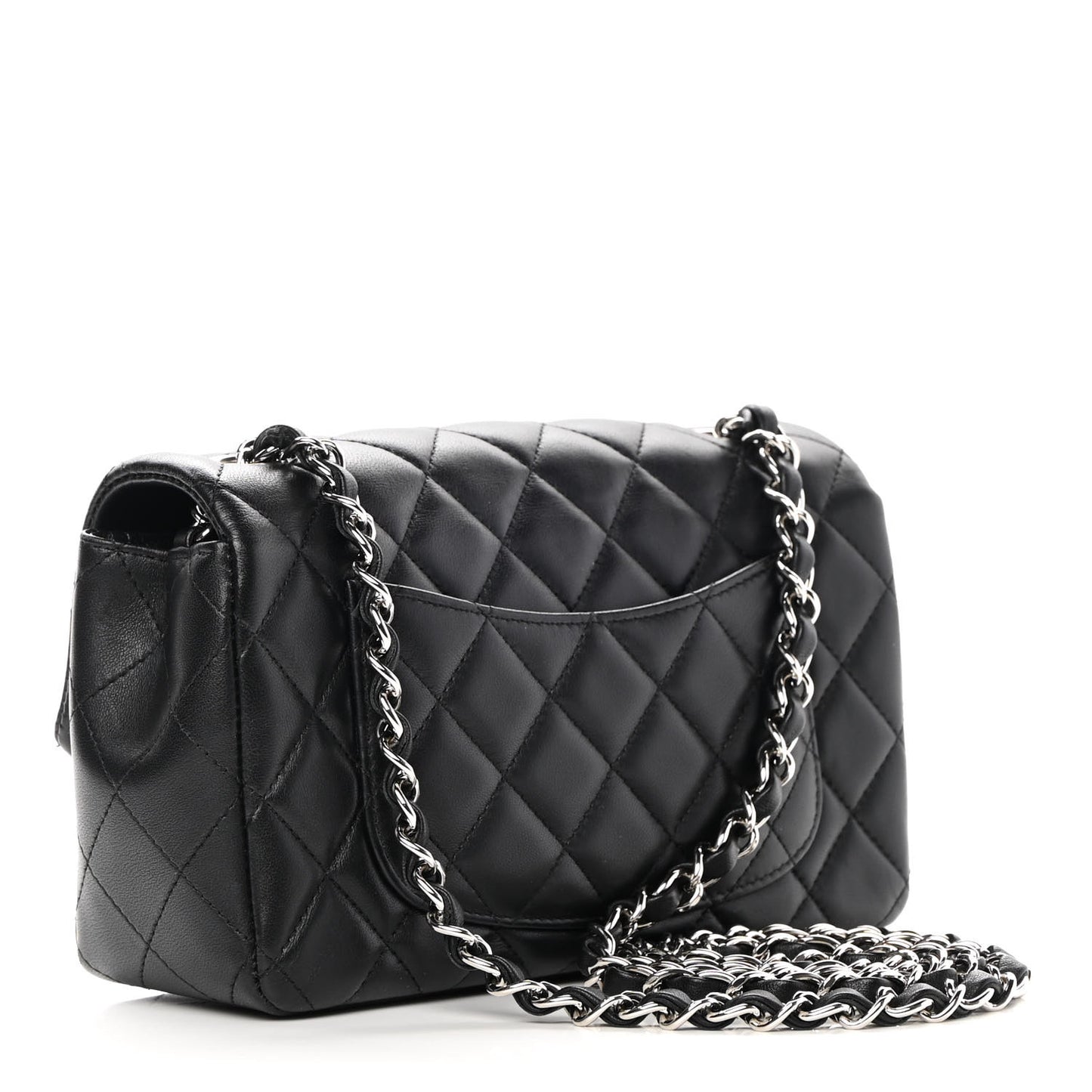 Lambskin Quilted Mini Rectangular Flap Black