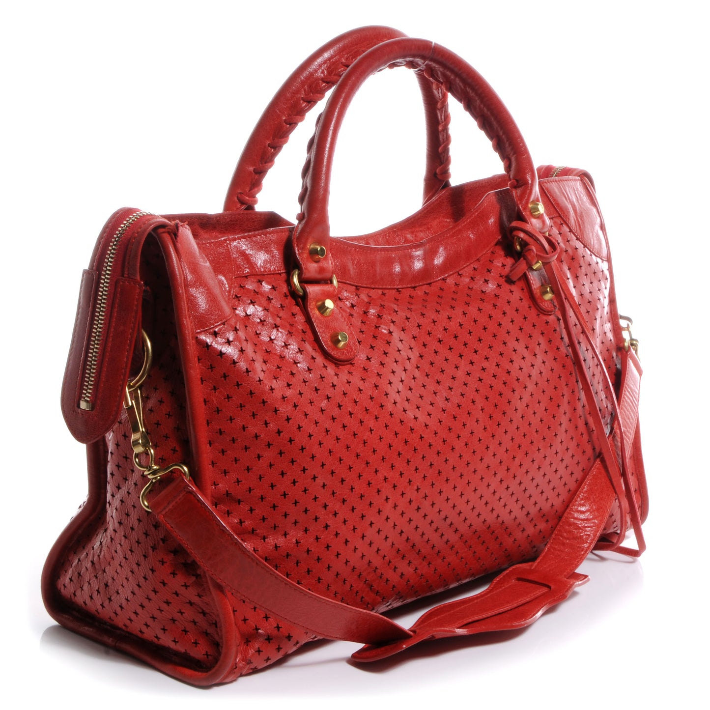 Agneau Cross Perforated City Ruby Red