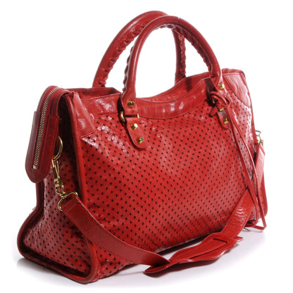 Balenciaga Agneau Cross Perforated City Ruby Red 31 of 38