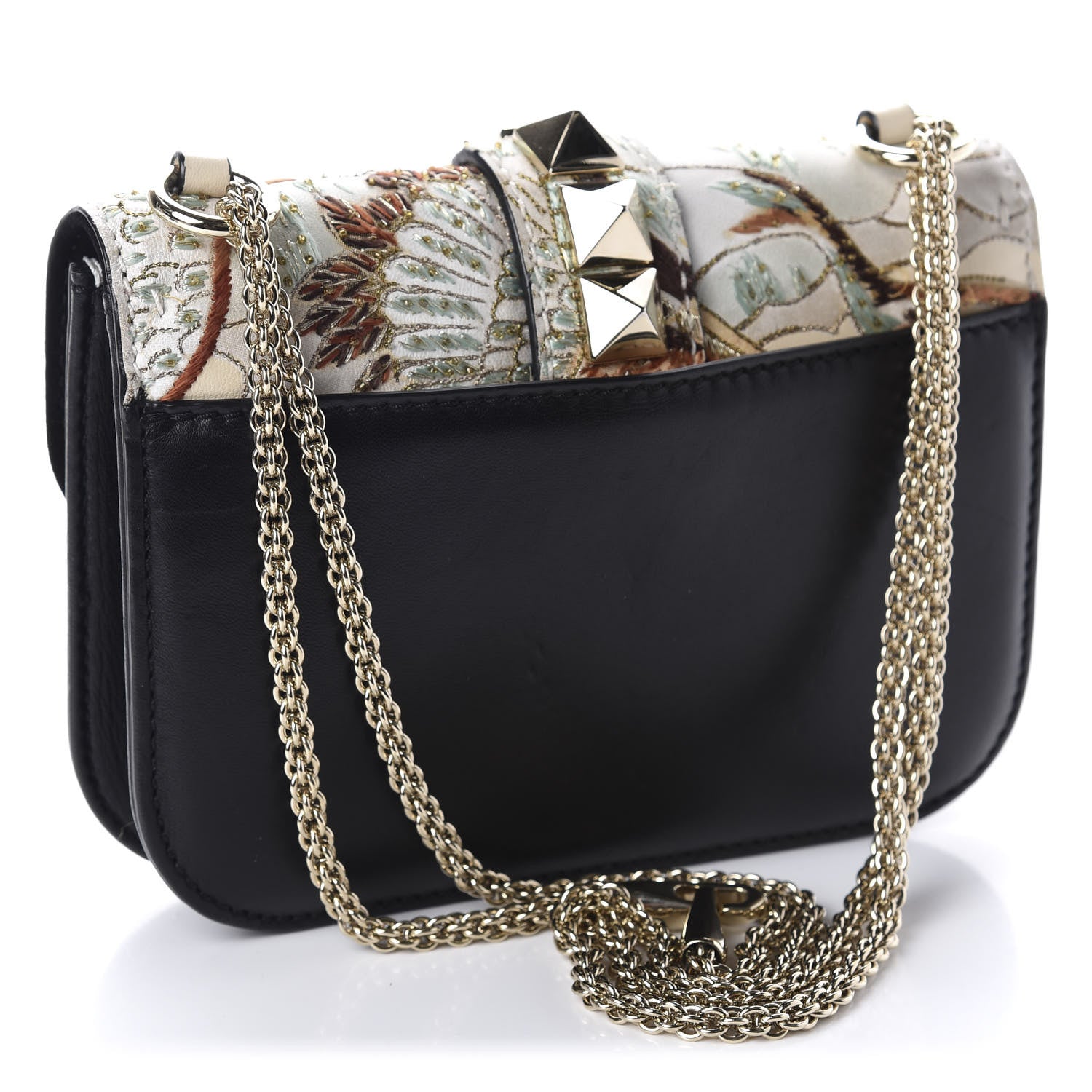 Valentino Garavani Vitello Japanese Bird Embroidered Small Glam Lock Rockstud Flap Multicolor 3 of 11