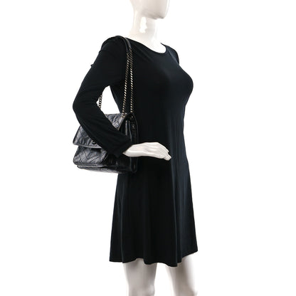 Saint Laurent Crinkled Calfskin Matelasse Monogram Medium Niki Chain Satchel Black 2 of 11