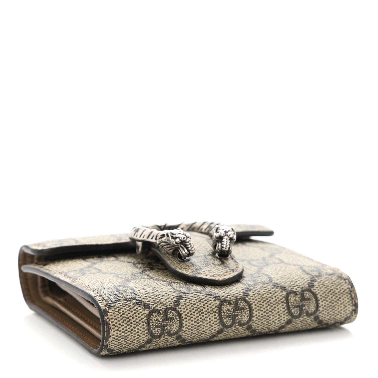 GG Supreme Monogram Dionysus Card Case Wallet Beige Taupe
