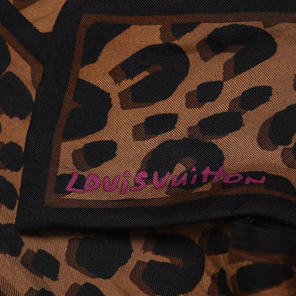 Louis Vuitton Silk Leopard Bandeau Scarf Marron 3 of 3