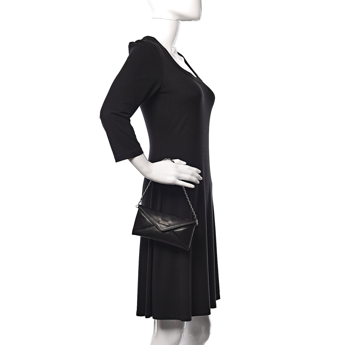 Lambskin Envelope 31 Rue Cambon Chain Clutch Black