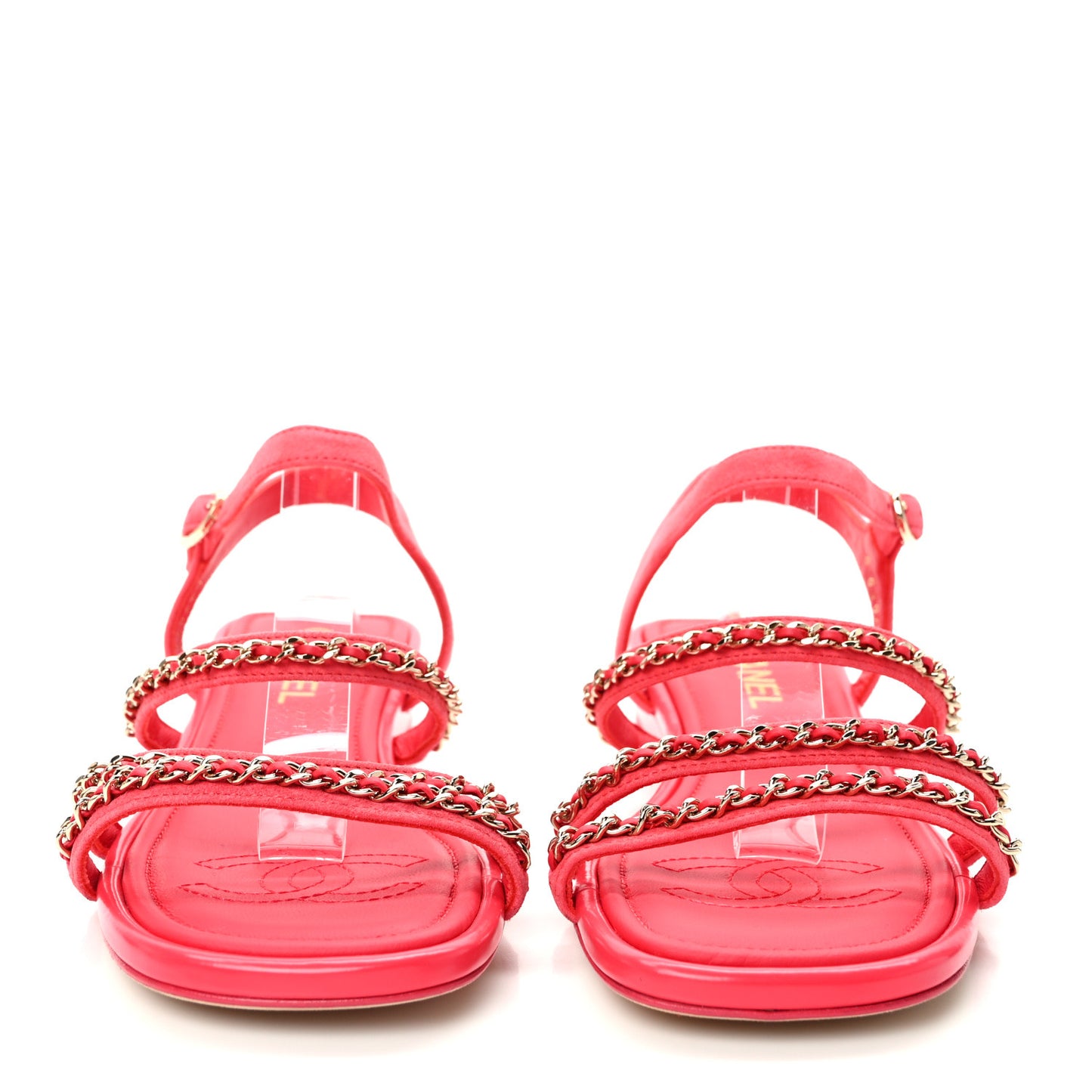 Suede Calfskin Chain Sandals 38 Fuchsia